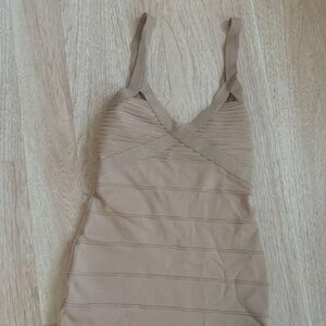 Bebe Bodycon Mini Dress Size S Beige Bandage